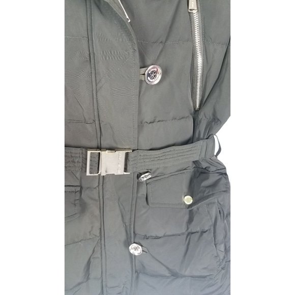 Michael Michael Kors Sz. S Belted Faux Fur Down Hooded Puffer Coat Dark Moss NWT - Picture 7 of 12